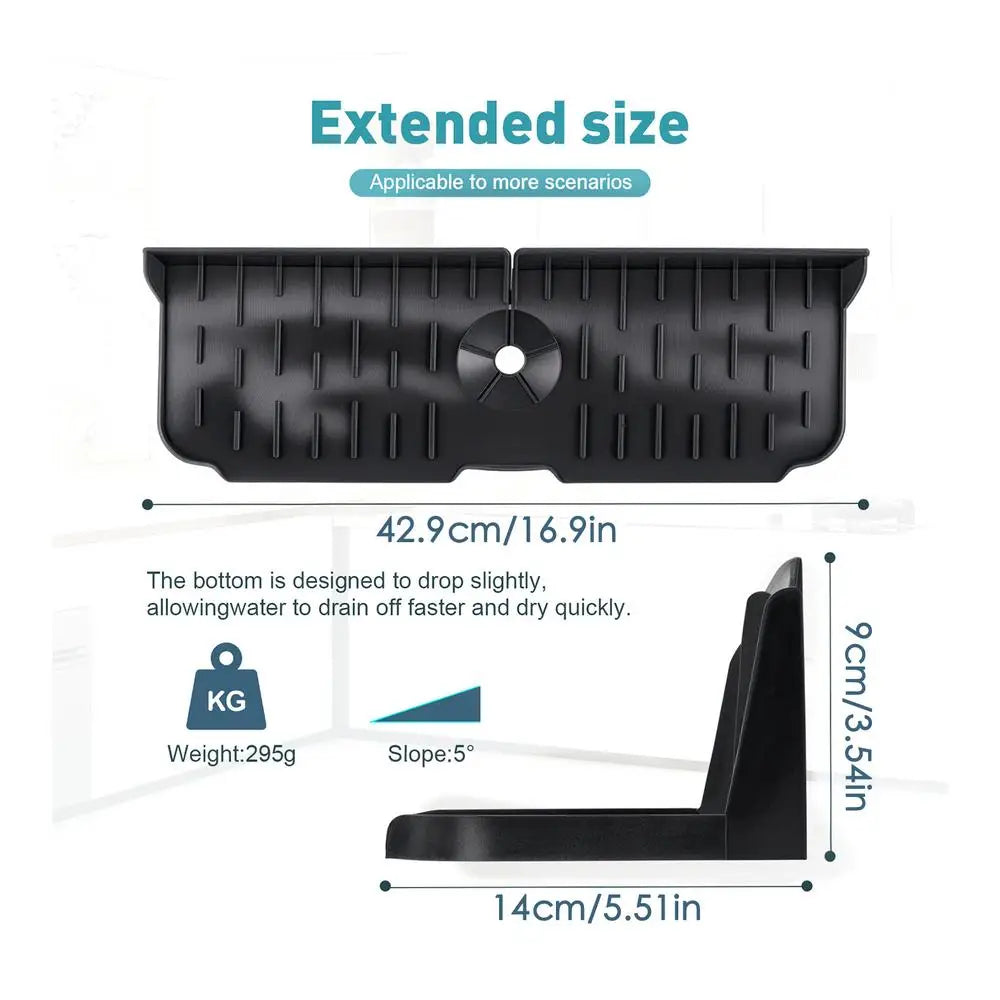 Sink Faucet Mat Splash Guard Sink Drip Catcher Tray Silicone Drying Soap Holder Guard For Kitchen Bathroom For An Organized