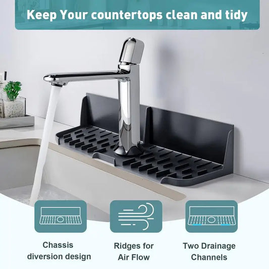 Sink Faucet Mat Splash Guard Sink Drip Catcher Tray Silicone Drying Soap Holder Guard For Kitchen Bathroom For An Organized
