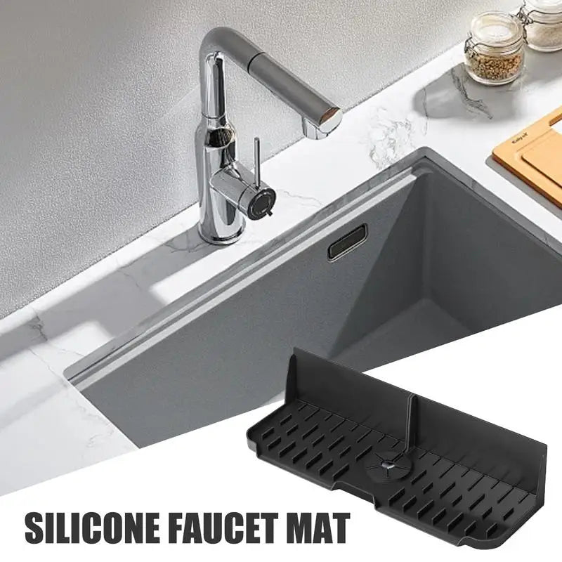 Sink Faucet Mat Splash Guard Sink Drip Catcher Tray Silicone Drying Soap Holder Guard For Kitchen Bathroom For An Organized