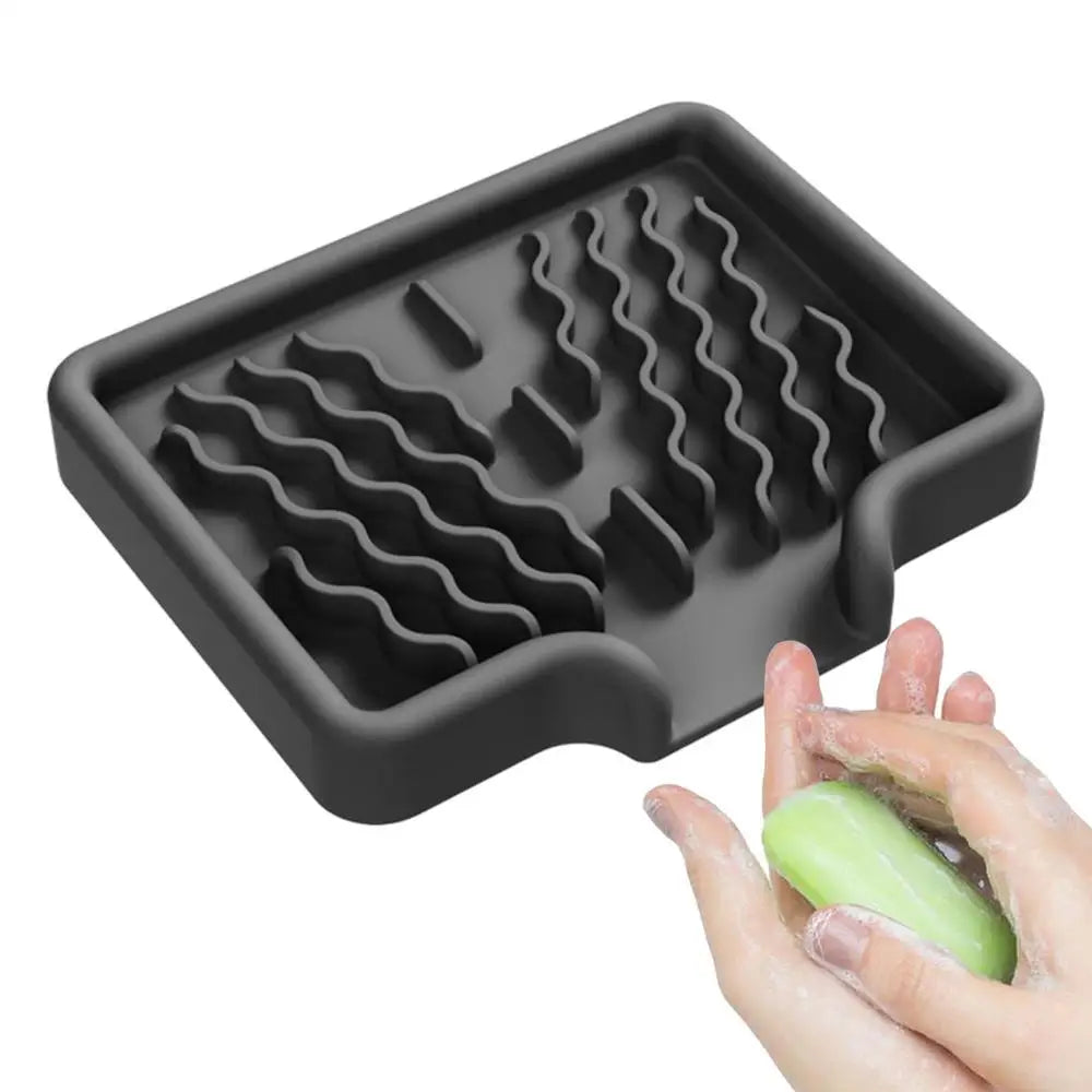 Sink Silicone Tray With drain Soap Sponge Storage Holder Countertop Sink Scrubber Brush Soap Storage Rack Kitchen Organizer