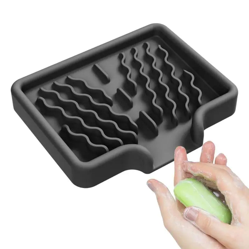 Sink Silicone Tray With drain Soap Sponge Storage Holder Countertop Sink Scrubber Brush Soap Storage Rack Kitchen Organizer