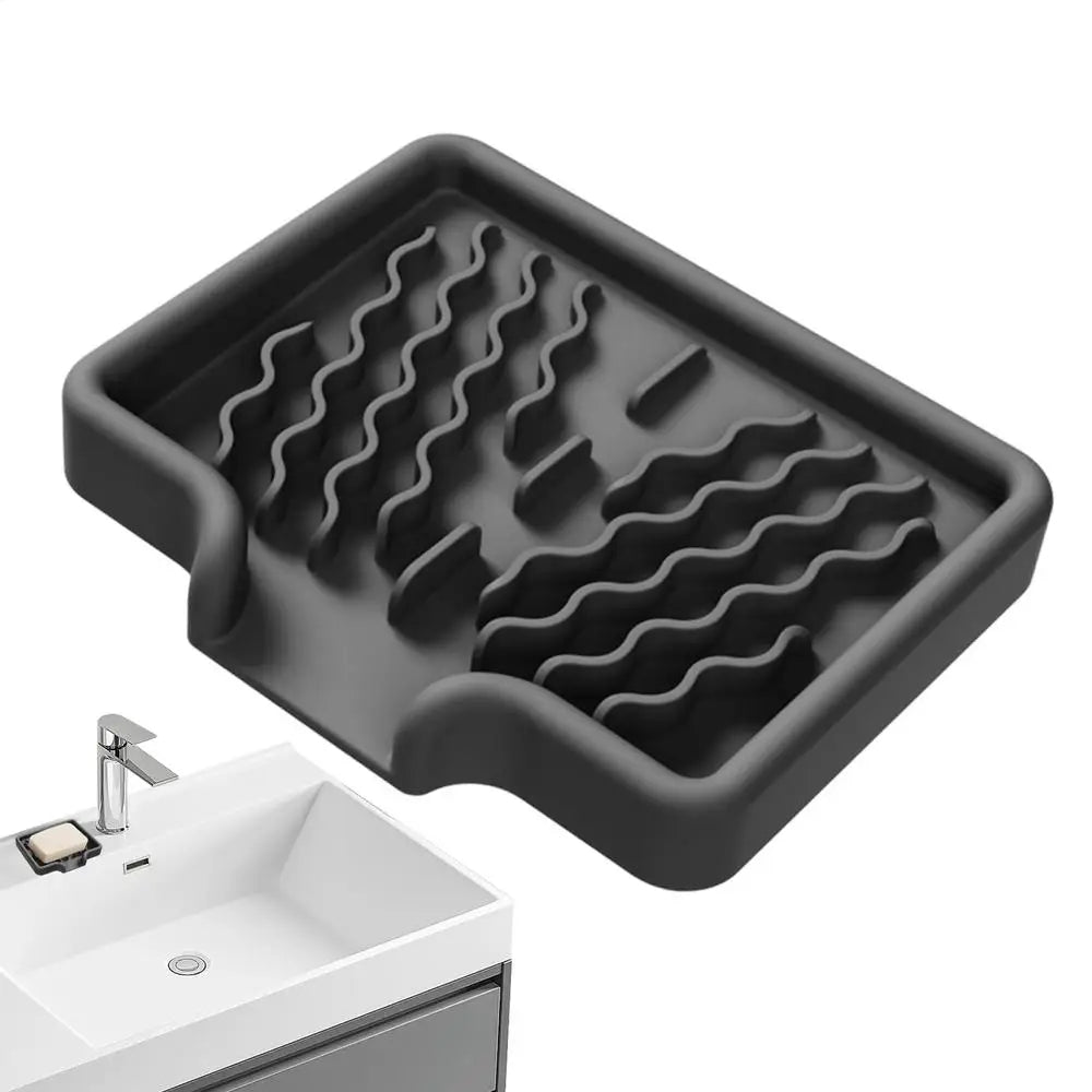 Sink Silicone Tray With drain Soap Sponge Storage Holder Countertop Sink Scrubber Brush Soap Storage Rack Kitchen Organizer