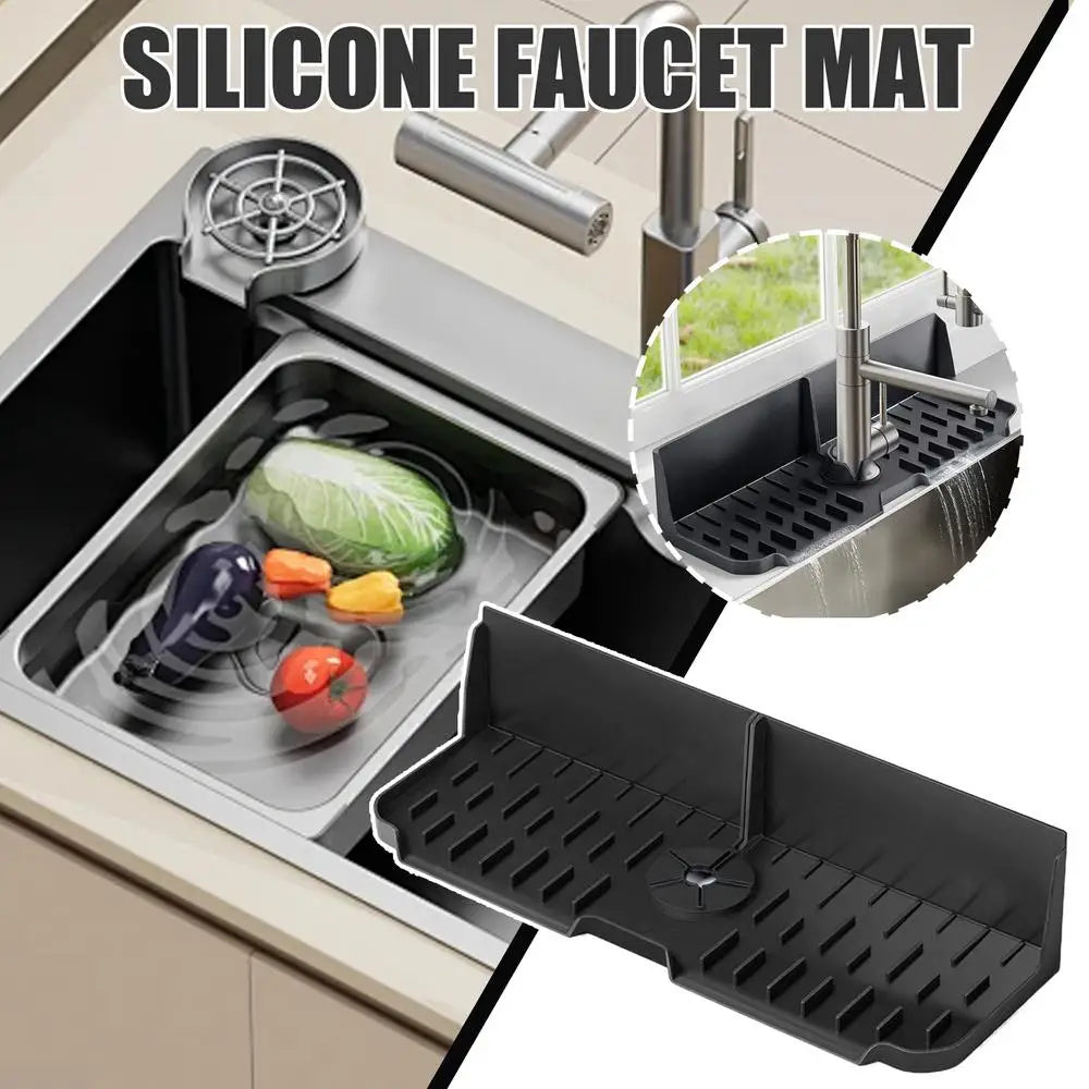 Sink Faucet Mat Splash Guard Sink Drip Catcher Tray Silicone Drying Soap Holder Guard For Kitchen Bathroom For An Organized