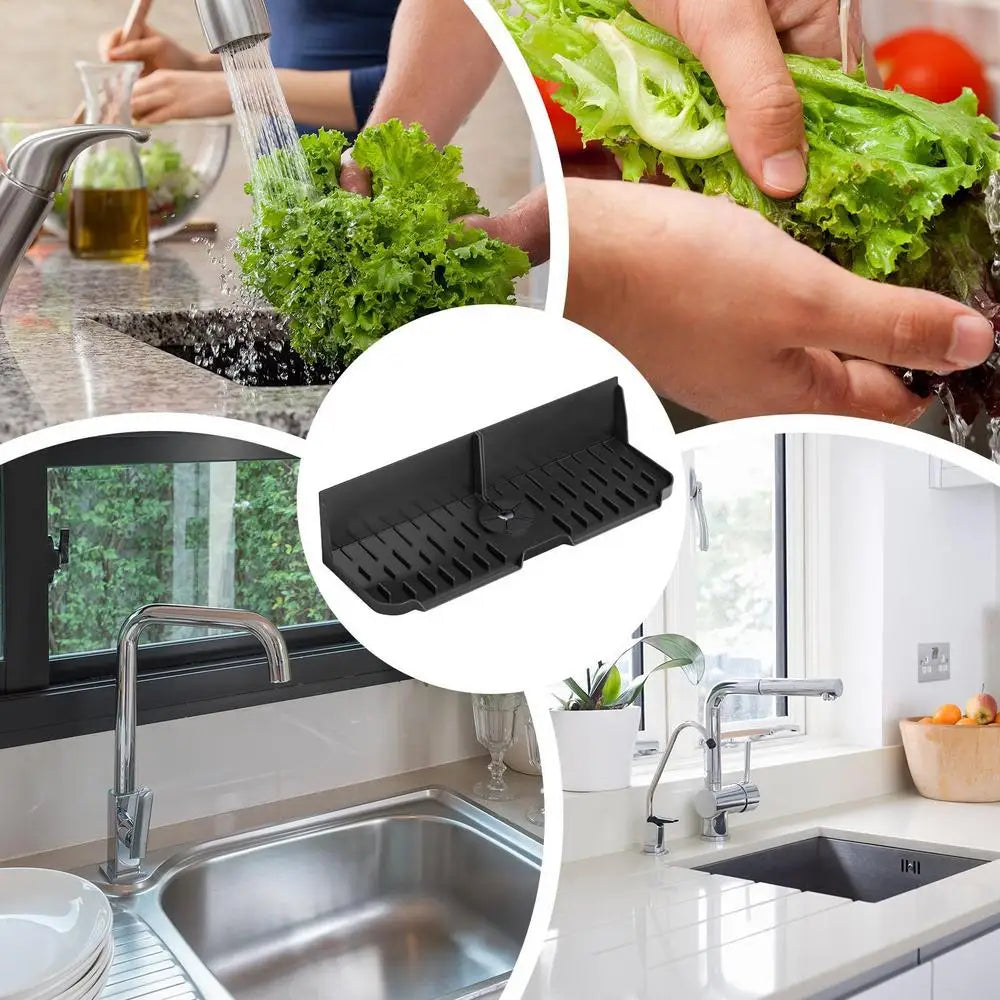 Sink Faucet Mat Splash Guard Sink Drip Catcher Tray Silicone Drying Soap Holder Guard For Kitchen Bathroom For An Organized