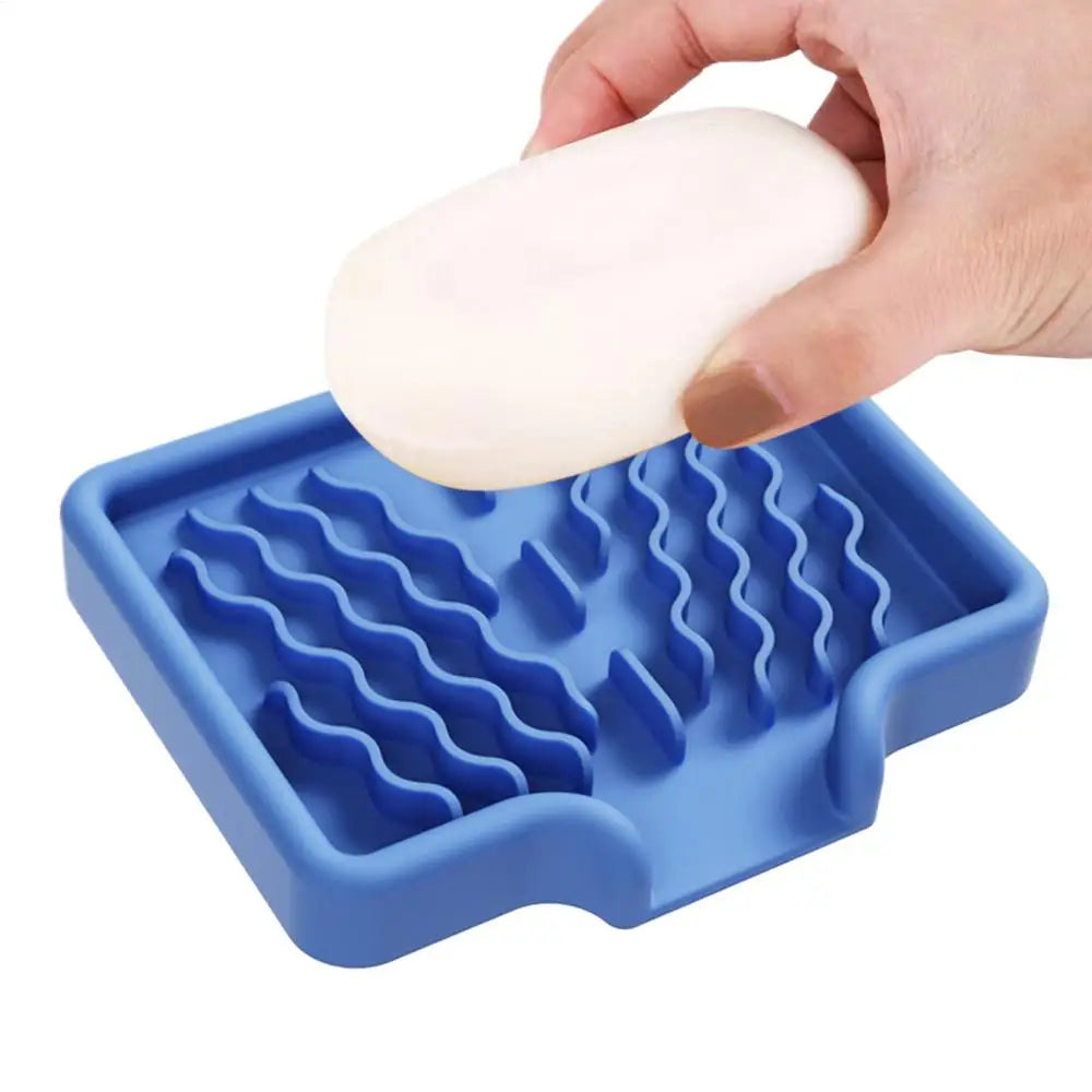 Sink Silicone Tray With drain Soap Sponge Storage Holder Countertop Sink Scrubber Brush Soap Storage Rack Kitchen Organizer
