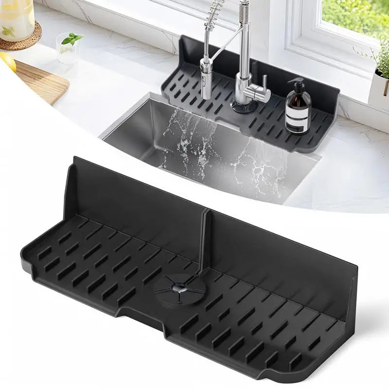 Sink Faucet Mat Splash Guard Sink Drip Catcher Tray Silicone Drying Soap Holder Guard For Kitchen Bathroom For An Organized