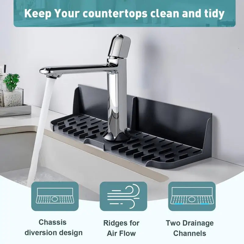 Sink Faucet Mat Splash Guard Sink Drip Catcher Tray Silicone Drying Soap Holder Guard For Kitchen Bathroom For An Organized